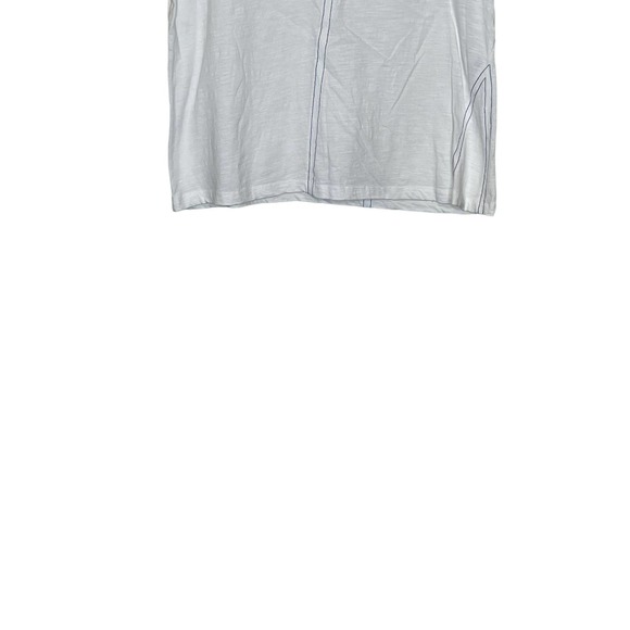 THML Women Top Crew Neck‎ 100% Cotton Short Sleeve Gauze White/Blue Medium - Picture 9 of 10